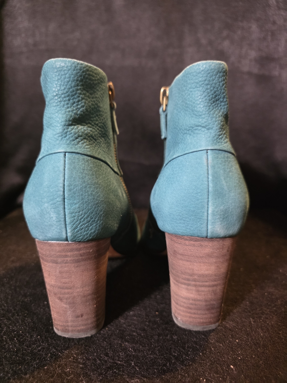 Cole Haan Teal Suede Ankle Booties with Block Heel Size 8 - Picture 5 of 9